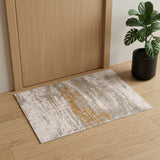 3' X 5' Gray and Gold Abstract Non Skid Area Rug