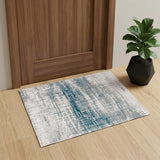 3' X 5' Blue and Gray Abstract Non Skid Area Rug
