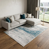 7' X 9' Blue and Gray Abstract Non Skid Area Rug