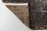 8' Black And Gold Chevron Washable Round Rug