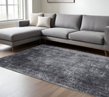 6' X 8' Black and Gray Chevron Non Skid Area Rug