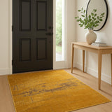 3' X 5' Yellow And Brown Chevron ,Washable, Area Rug