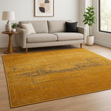 5' X 7' Yellow And Brown Chevron ,Washable, Area Rug