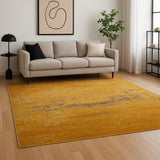 6' X 8' Yellow And Brown Chevron ,Washable, Area Rug