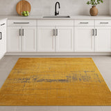 5' Yellow And Brown Chevron ,Washable, Round Rug
