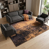 7' X 9' Yellow and Brown Abstract Non Skid Area Rug