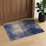 3' X 5' Blue and Gray Abstract Non Skid Area Rug