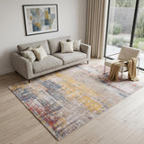 6' X 8' White Abstract Non Skid Area Rug