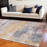 6' X 8' White Abstract Non Skid Area Rug