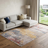 7' X 9' White Abstract Non Skid Area Rug