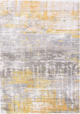 7' X 9' Gray and Yellow Abstract Non Skid Area Rug
