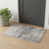 3' X 5' Gray and White Abstract Non Skid Area Rug