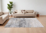 6' X 8' Gray and White Abstract Non Skid Area Rug