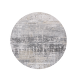 8' Gray and White Round Abstract Non Skid Area Rug