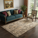 5' X 7' Brown Oriental Washable Area Rug