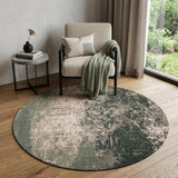 5' Beige and Green Round Abstract Non Skid Area Rug