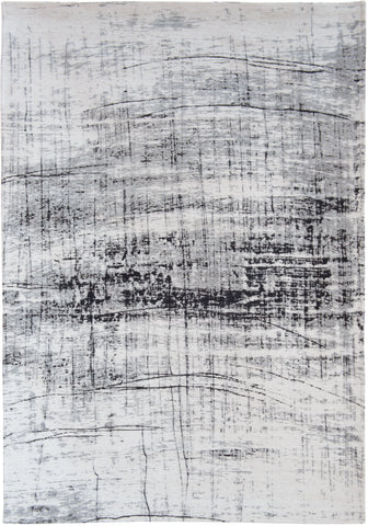 5' X 7' Black and White Abstract Non Skid Area Rug