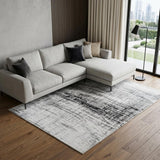 7' X 9' Black and White Abstract Non Skid Area Rug
