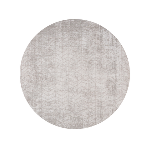 5' Gray and White Round Chevron Non Skid Area Rug