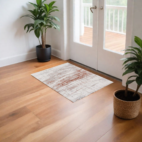 3' X 5' Gray and Yellow Abstract Non Skid Area Rug