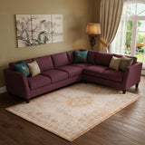 7' X 9' Orange And White Medallion ,Washable, Area Rug