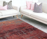 6' X 8' Red and Gray Abstract Non Skid Area Rug