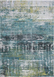 3' X 5' Blue and Green Abstract Non Skid Area Rug