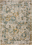 5' X 7' Blue and Green Abstract Non Skid Area Rug