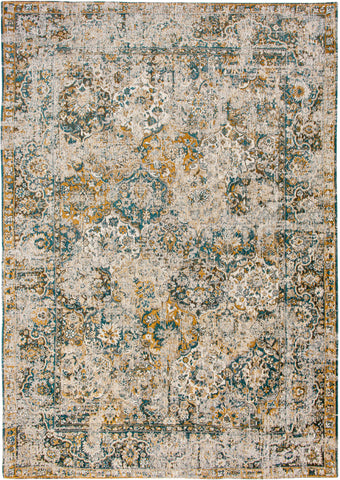 5' X 7' Blue and Green Abstract Non Skid Area Rug
