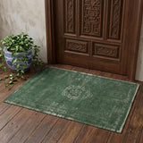3' X 5' Gray and Green Medallion Non Skid Area Rug