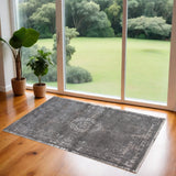 3' X 5' Gray Medallion Non Skid Area Rug