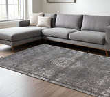 7' X 9' Gray Medallion Non Skid Area Rug