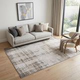 5' X 7' Gray and Beige Abstract Non Skid Area Rug