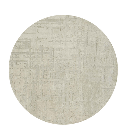 8' Gray and Beige Round Abstract Non Skid Area Rug