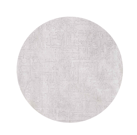 8' White Round Abstract Non Skid Area Rug