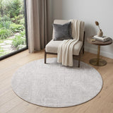 5' White Round Abstract Non Skid Area Rug