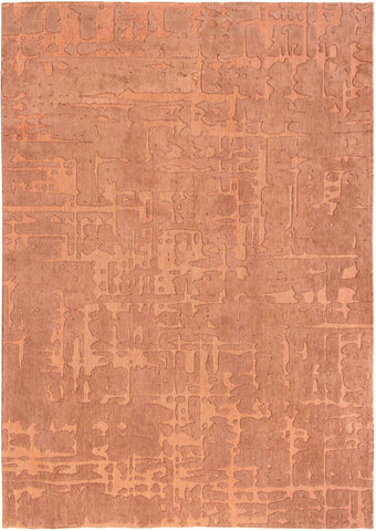 7' X 9' Orange Abstract Non Skid Area Rug