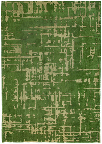 5' X 7' Green Abstract Non Skid Area Rug