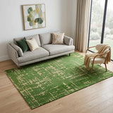 6' X 8' Green Abstract Non Skid Area Rug
