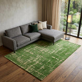 7' X 9' Green Abstract Non Skid Area Rug