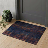 3' X 5' Blue and Brown Abstract Non Skid Area Rug