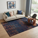 5' X 7' Blue and Brown Abstract Non Skid Area Rug