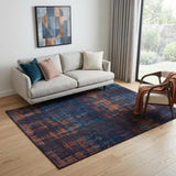6' X 8' Blue and Brown Abstract Non Skid Area Rug