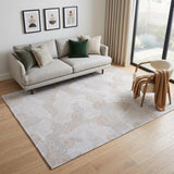 5' X 7' White Abstract Non Skid Area Rug