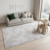 6' X 8' White Abstract Non Skid Area Rug