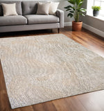 5' X 7' Beige and White Abstract Non Skid Area Rug