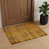 3' X 5' Yellow and Brown Abstract Non Skid Area Rug