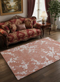 5' X 7' Red And White Oriental Washable Area Rug