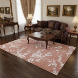 6' X 8' Red And White Oriental Washable Area Rug
