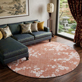 9' X 13' Red and White Round Oriental Non Skid Area Rug
